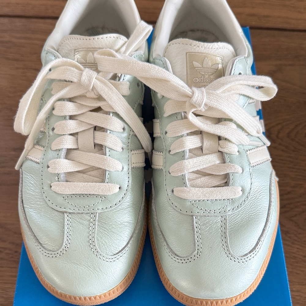 Adidas Light Green and White Sneakers